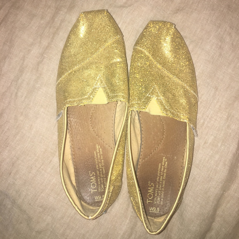 Gold sparkle Toms.  Size 9.5